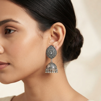 Urthn Stylish Oxidised Jhumki Earrings for Women(Pack of 3)