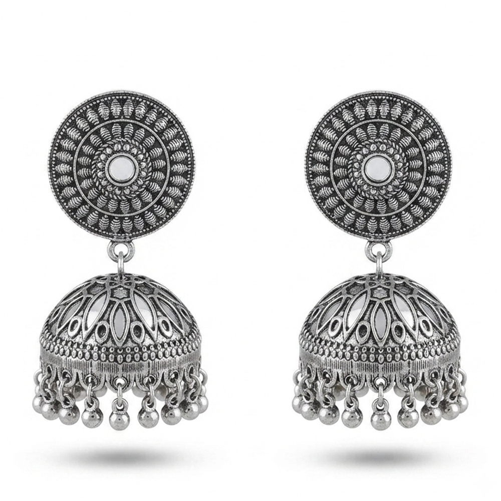 Urthn Stylish Oxidised Jhumki Earrings for Women(Pack of 3)