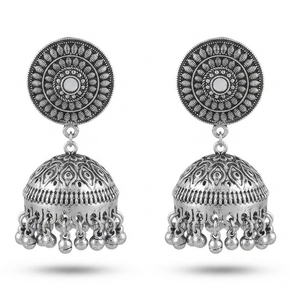 Urthn Stylish Oxidised Jhumki Earrings for Women(Pack of 3)