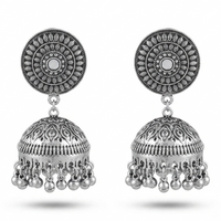 Urthn Stylish Oxidised Jhumki Earrings for Women(Pack of 3)