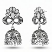 Urthn Fashion Oxidised Mirror Jhumki Earrings for Girls & Women(Pack of 3)