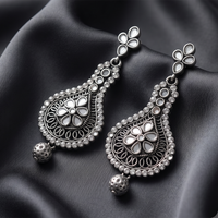 Urthn Fashion Oxidised with Mirror Dangler Earrings for Women