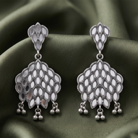 Urthn Fashion Oxidised with Mirror Dangler Earrings for Women