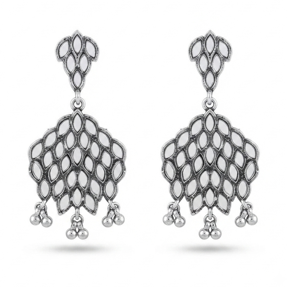 Urthn Fashion Oxidised with Mirror Dangler Earrings for Women(Pack of 3)