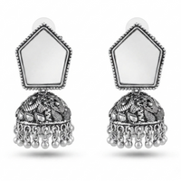 Urthn Fashion Oxidised Mirror Jhumki Earrings for Girls & Women(Pack of 3)