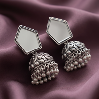 Urthn Fashion Oxidised Mirror Jhumki Earrings for Girls & Women(Pack of 3)