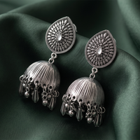 Urthn traditional oxidized silver jhumka earrings for Girls & Women