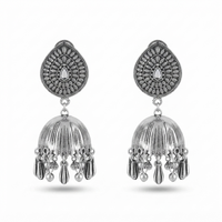 Urthn traditional oxidized silver jhumka earrings for Girls & Women(Pack of 3)
