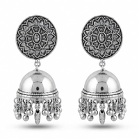 Urthn traditional oxidized silver jhumka earrings for Girls & Women(Pack of 3)