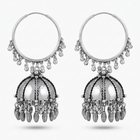 Urthn Oxidised Hoop Jhumka Earrings for Girls & Women(Pack of 3)
