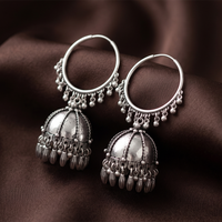 Urthn Oxidised Hoop Jhumka Earrings for Girls & Women