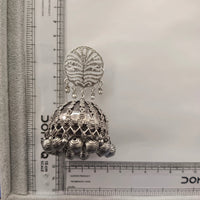 Urthn These oxidised silver jhumka earrings feature a floral stud for Women(Pack of 3)