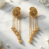 Urthn Traditional Gold Plated Austrian Stone Pearl Jhumki Earrings for Women & Girls