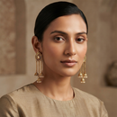 Urthn Designer Gold Plated Austrian Stone Jhumki Dangler Earrings for Women