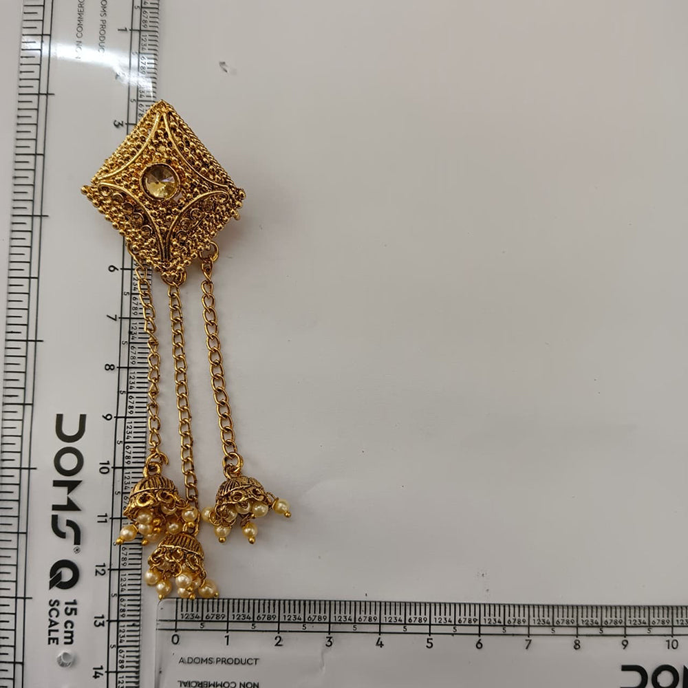 Urthn Festive Gold Plated Chain Kashmiri  Jhumki Earrings with Austrian Stone & Pearl(Pack of 3)