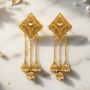 Urthn Festive Gold Plated Chain Kashmiri  Jhumki Earrings with Austrian Stone & Pearl(Pack of 3)