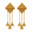 Urthn Festive Gold Plated Chain Kashmiri  Jhumki Earrings with Austrian Stone & Pearl(Pack of 3)