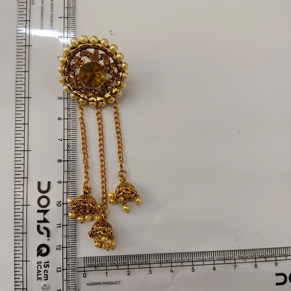Urthn Gold Plated Austrian Stone & Pearl Kashmiri Jhumki Dangler Earrings for Women(Pack of 3)