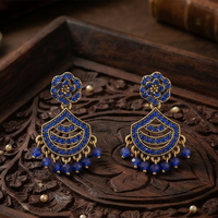 Urthn Designer Stone & Pearl Chandelier Earrings for Women