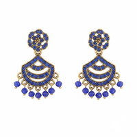 Urthn Designer Stone & Pearl Chandelier Earrings for Women(Pack of 3)