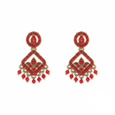 Urthn Designer Stone & Pearl Chandelier Earrings for Women(Pack of 3)