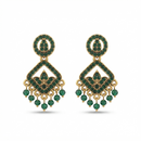 Urthn Designer Stone & Pearl Chandelier Earrings for Women(Pack of 3)