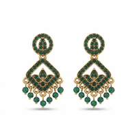 Urthn Designer Stone & Pearl Chandelier Earrings for Women(Pack of 3)