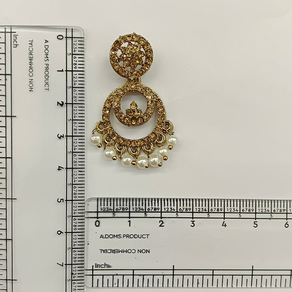 Urthn Designer Stone & Pearl Chandelier Earrings for Women(Pack of 3)