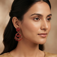 Urthn Designer Stone & Pearl Chandelier Earrings for Women(Pack of 3)