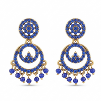 Urthn Designer Stone & Pearl Chandelier Earrings for Women(Pack of 3)