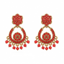 Urthn Designer Stone & Pearl Chandelier Earrings for Women(Pack of 3)