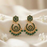 Urthn Designer Stone & Pearl Chandelier Earrings for Women(Pack of 3)