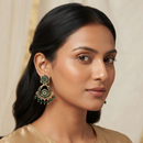 Urthn Designer Stone & Pearl Chandelier Earrings for Women