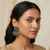 Urthn Designer Stone & Pearl Chandelier Earrings for Women