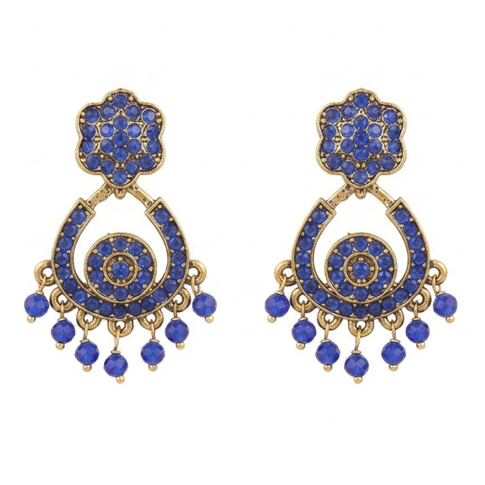 Urthn Designer Stone & Pearl Chandelier Earrings for Women(Pack of 3)