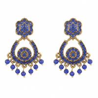 Urthn Designer Stone & Pearl Chandelier Earrings for Women(Pack of 3)