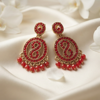 Urthn Designer Stone & Pearl Chandelier Earrings for Women