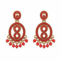 Urthn Designer Stone & Pearl Chandelier Earrings for Women(Pack of 3)