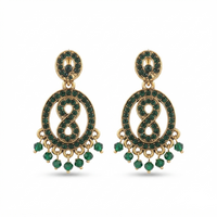 Urthn Designer Stone & Pearl Chandelier Earrings for Women(Pack of 3)