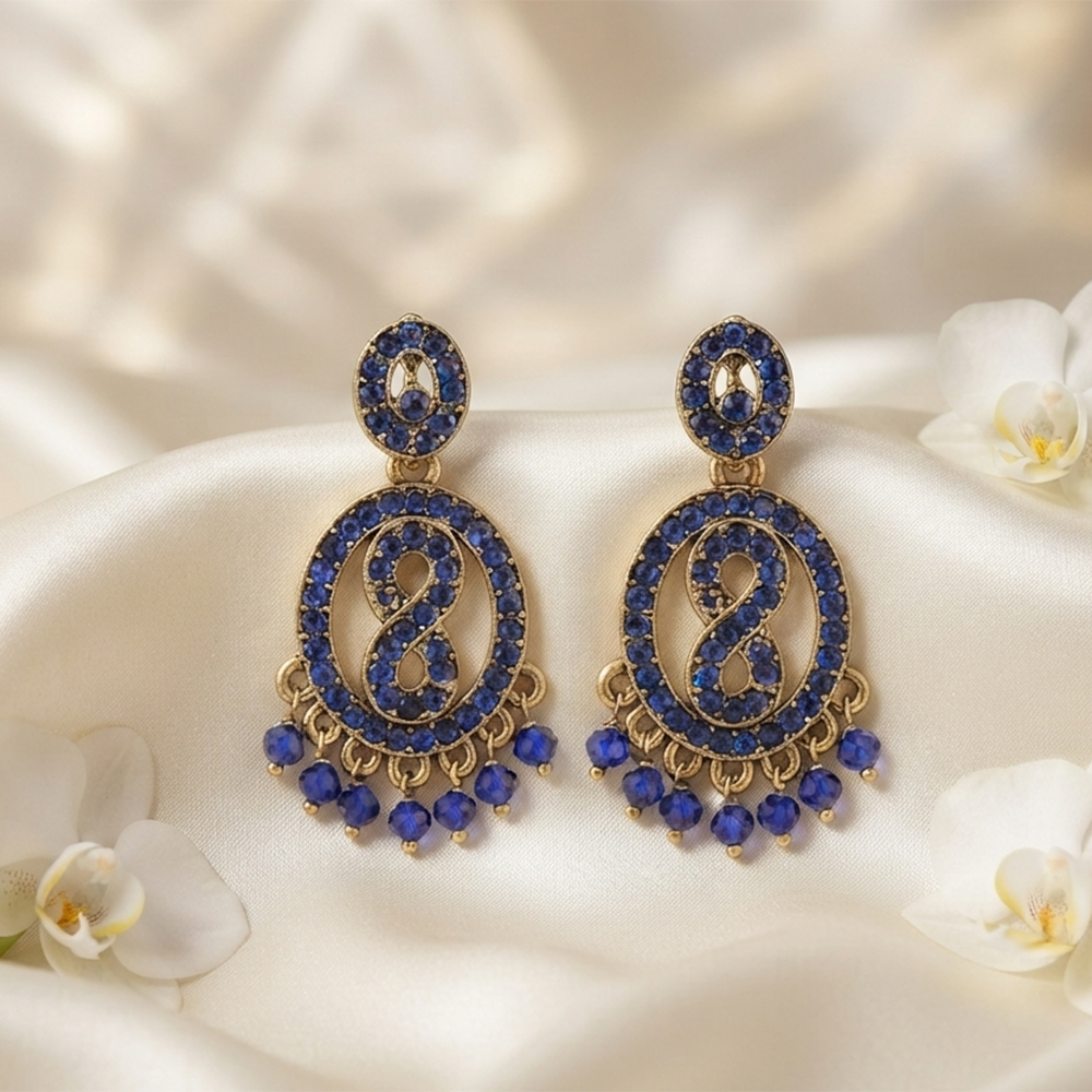Urthn Designer Stone & Pearl Chandelier Earrings for Women