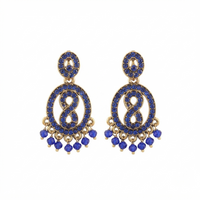 Urthn Designer Stone & Pearl Chandelier Earrings for Women(Pack of 3)