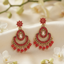 Urthn Designer Stone & Pearl Chandelier Earrings for Women