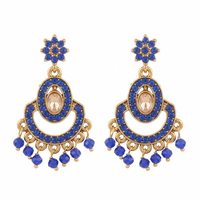 Urthn Designer Stone & Pearl Chandelier Earrings for Women(Pack of 3)
