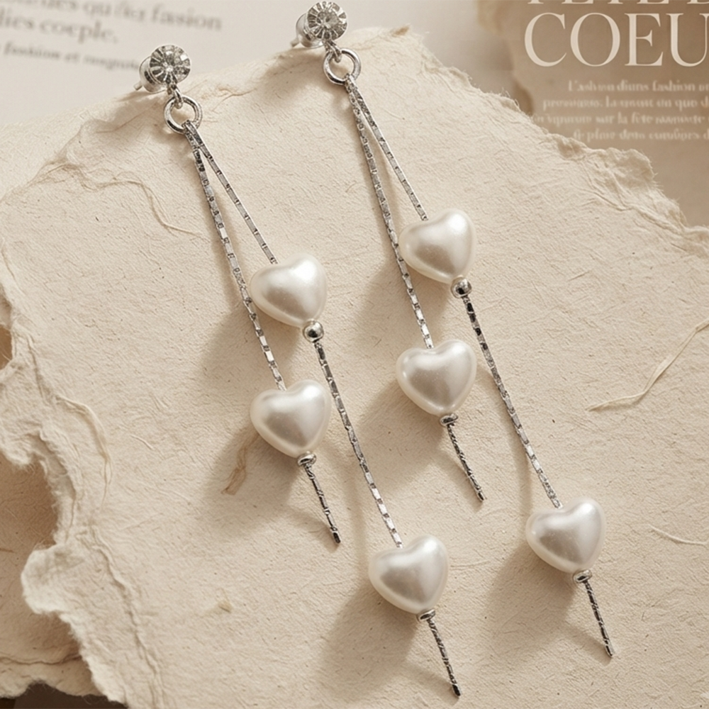 Urthn Trendy Long Tassel Earrings with Heart Drop for Women (Pack Of 3)