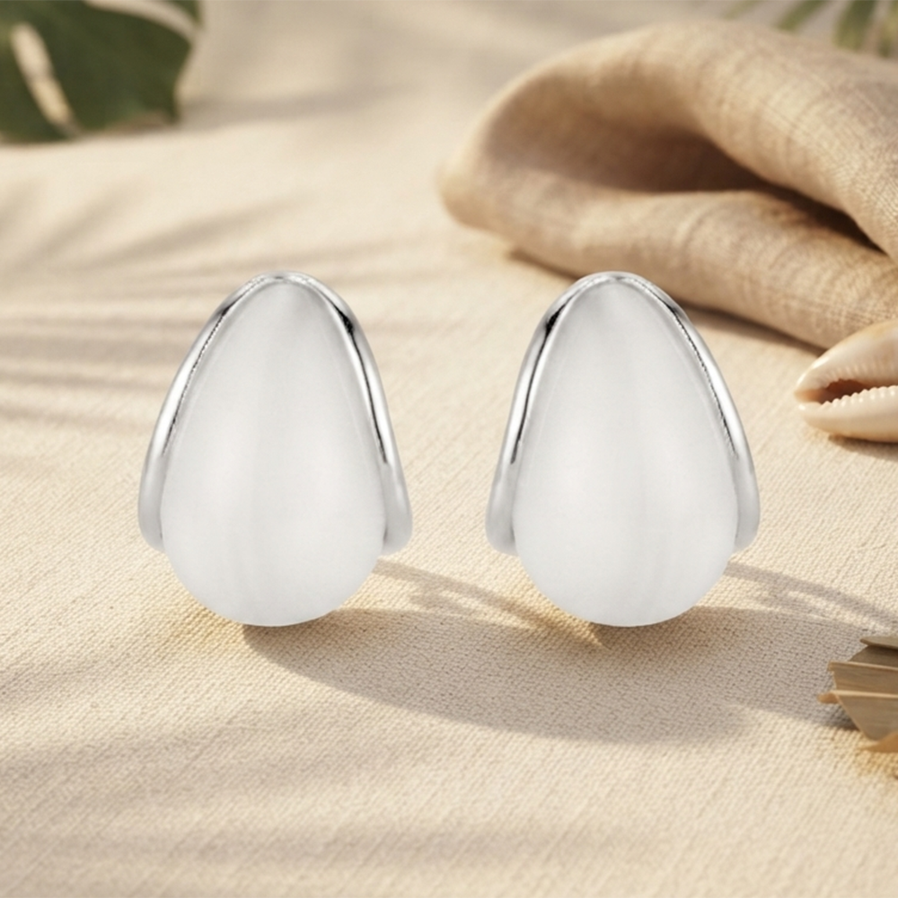 Urthn Premium White Marble Rasin TearDrop Stud Earrings for Women (Pack Of 3)