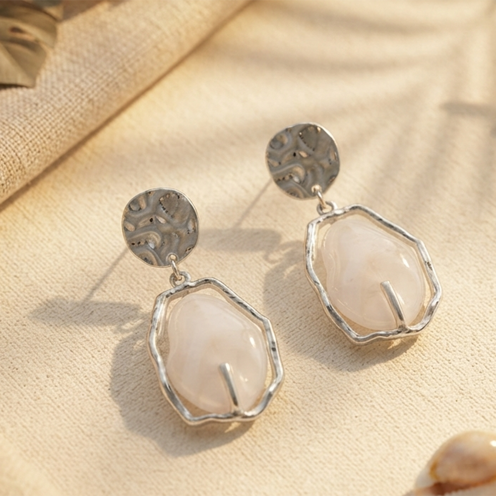 Urthn Trendy Ethnic White Marble Rasin Dangler Earrings for Women  Wedding & Festive Wear Jewellery(Pack Of 3)