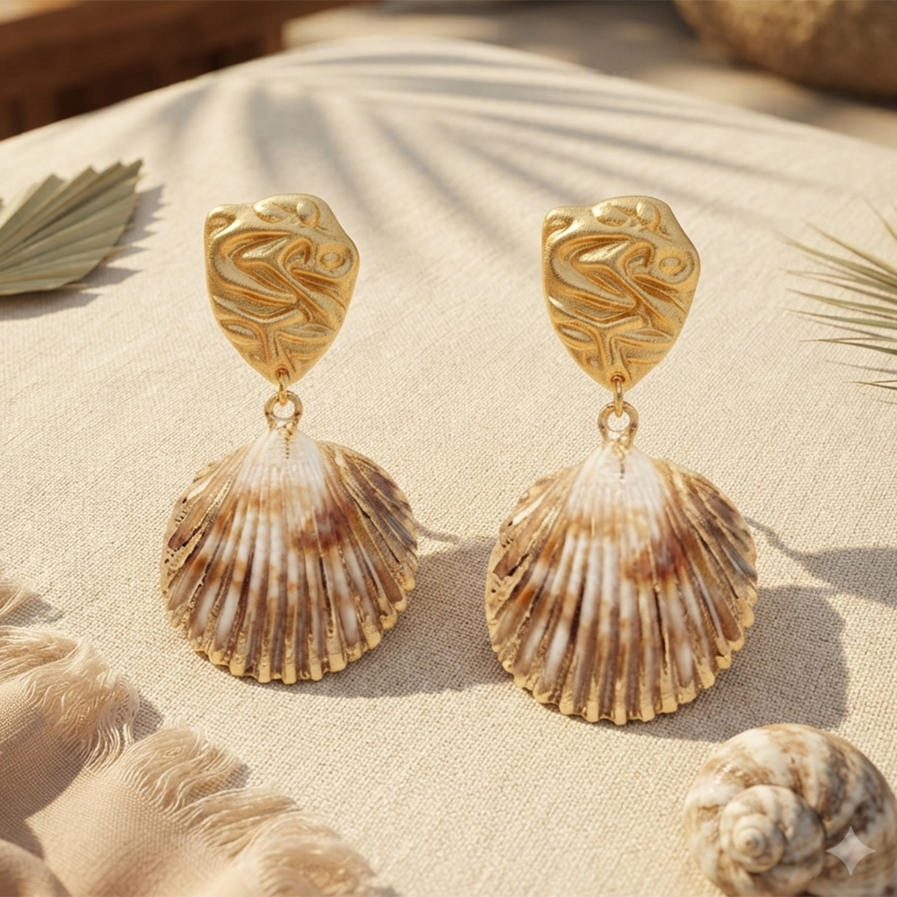 Urthn Gorgeous Shell Drop Dangler Earrings for Women Stylish Beach & Festive Fashion Jewellery(Pack Of 3)