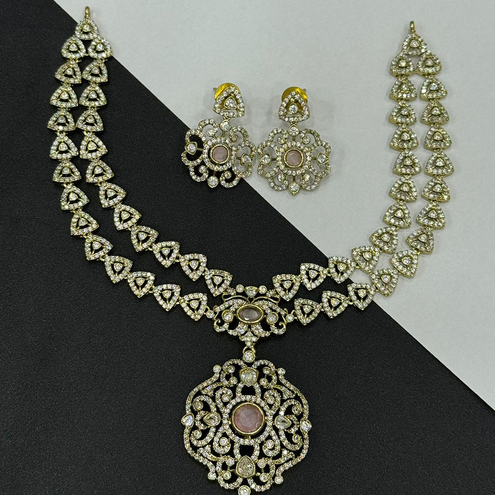 Sona Covering Luxury Austrian Stone With Pota Stone Necklace Set 