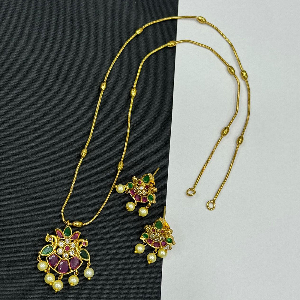 Sona Covering Luxury Austrian Stone With Pota Stone Pearl Necklace Set 