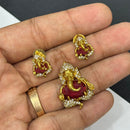 Sona Covering Load Ganesha Idol with Crystal Stone Pendant Set